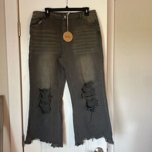 High rise washed cropped flare jeans BNWT